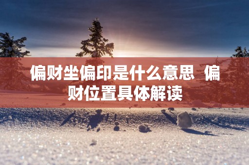 偏财坐偏印是什么意思  偏财位置具体解读