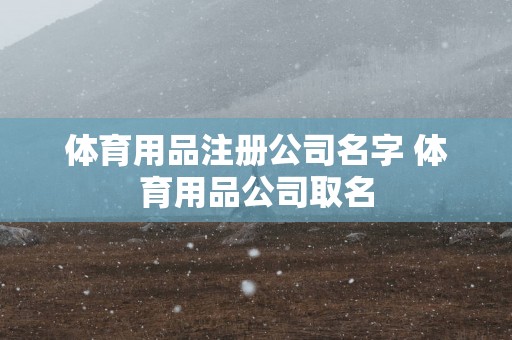 体育用品注册公司名字 体育用品公司取名