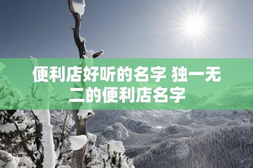 便利店好听的名字 独一无二的便利店名字