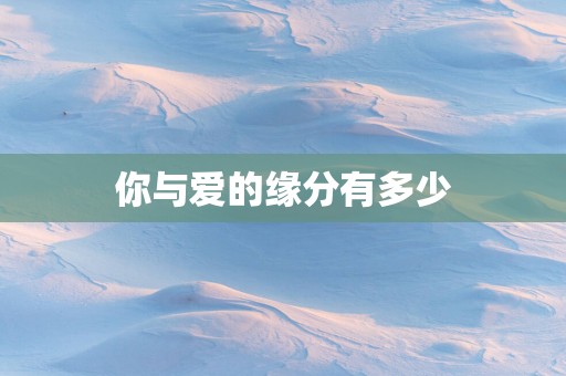 你与爱的缘分有多少
