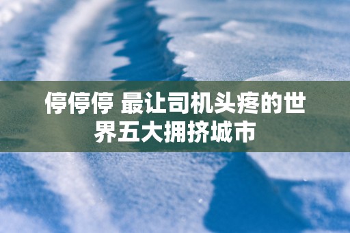 停停停 最让司机头疼的世界五大拥挤城市