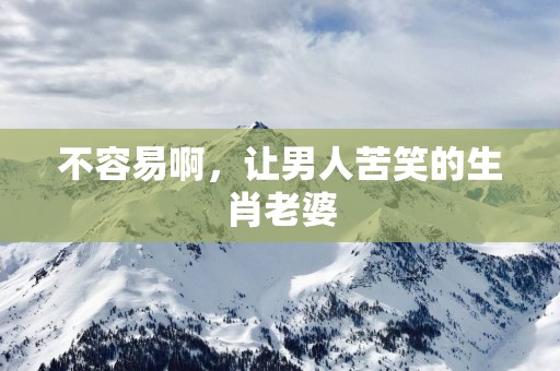 不容易啊，让男人苦笑的生肖老婆