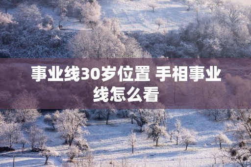 事业线30岁位置 手相事业线怎么看