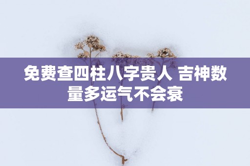 免费查四柱八字贵人 吉神数量多运气不会衰