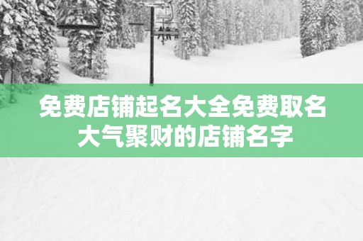 免费店铺起名大全免费取名 大气聚财的店铺名字