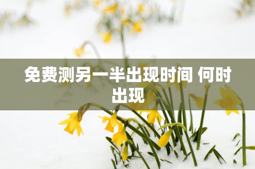 免费测另一半出现时间 何时出现