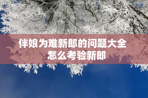伴娘为难新郎的问题大全   怎么考验新郎