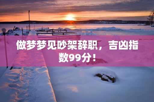 做梦梦见吵架辞职，吉凶指数99分！