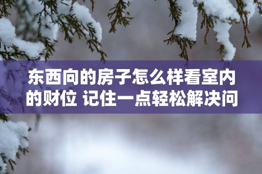 东西向的房子怎么样看室内的财位 记住一点轻松解决问题