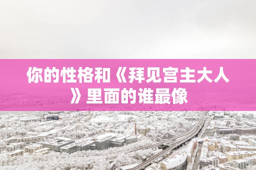 你的性格和《拜见宫主大人》里面的谁最像