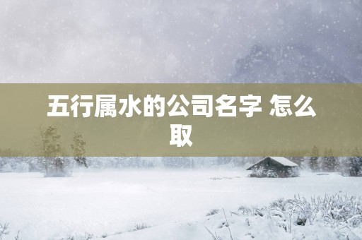 五行属水的公司名字 怎么取