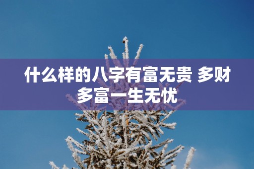 什么样的八字有富无贵 多财多富一生无忧