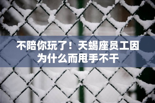 不陪你玩了！天蝎座员工因为什么而甩手不干