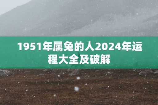 1951年属兔的人2025年运程大全及破解