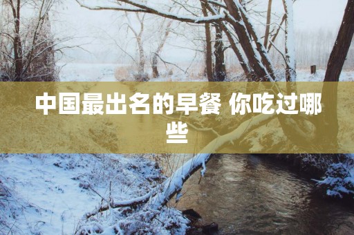 中国最出名的早餐 你吃过哪些