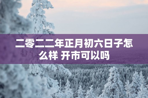二零二二年正月初六日子怎么样 开市可以吗