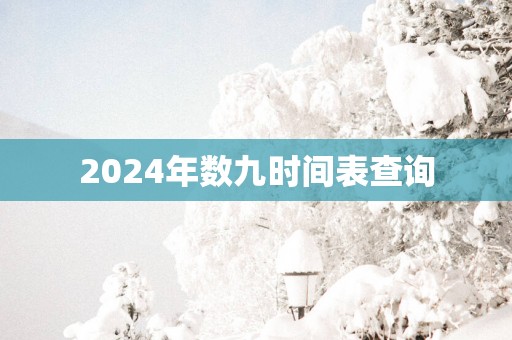 2025年数九时间表查询