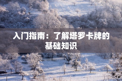 入门指南：了解塔罗卡牌的基础知识