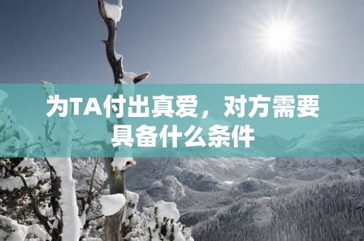 为TA付出真爱，对方需要具备什么条件