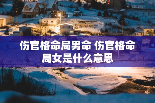 伤官格命局男命 伤官格命局女是什么意思