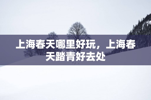 上海春天哪里好玩，上海春天踏青好去处