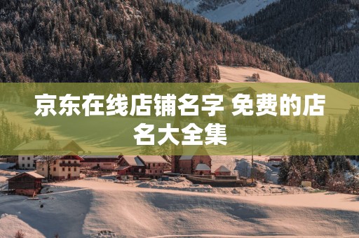 京东在线店铺名字 免费的店名大全集