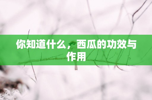 你知道什么，西瓜的功效与作用