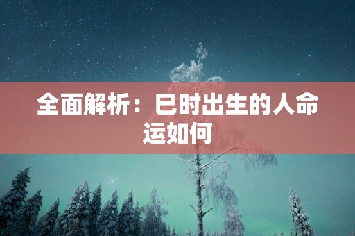 全面解析：巳时出生的人命运如何