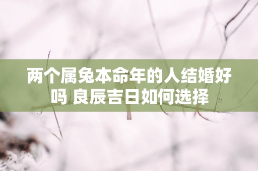 两个属兔本命年的人结婚好吗 良辰吉日如何选择