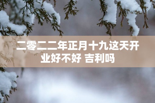 二零二二年正月十九这天开业好不好 吉利吗