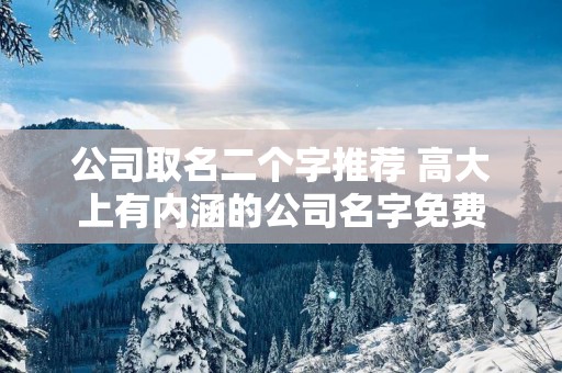 公司取名二个字推荐 高大上有内涵的公司名字免费