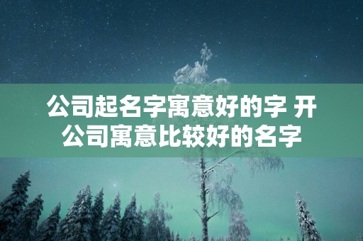 公司起名字寓意好的字 开公司寓意比较好的名字