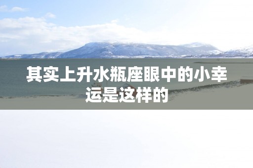 其实上升水瓶座眼中的小幸运是这样的