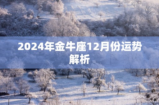 2025年金牛座12月份运势解析