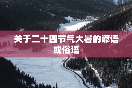 关于二十四节气大暑的谚语或俗语