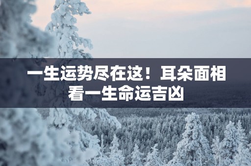 一生运势尽在这！耳朵面相看一生命运吉凶