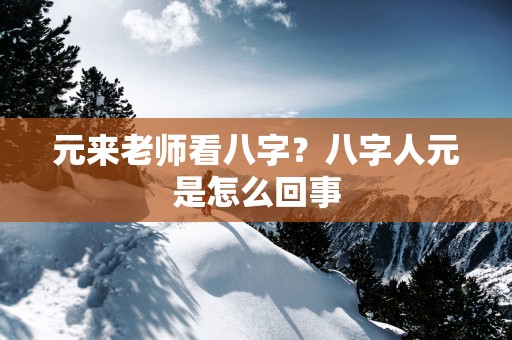 元来老师看八字？八字人元是怎么回事