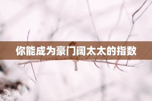 你能成为豪门阔太太的指数