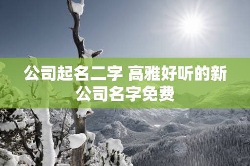 公司起名二字 高雅好听的新公司名字免费
