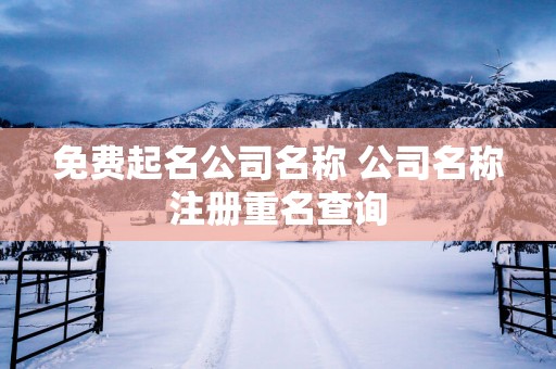 免费起名公司名称 公司名称注册重名查询