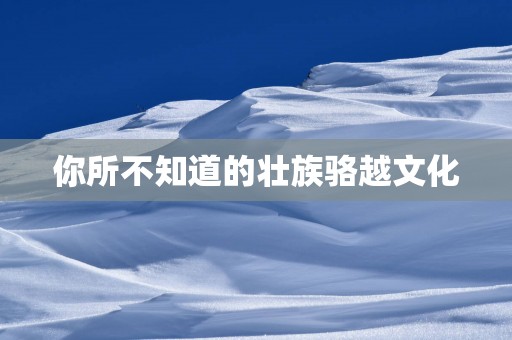 你所不知道的壮族骆越文化