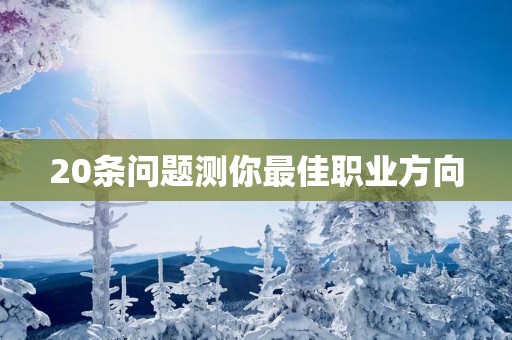 20条问题测你最佳职业方向