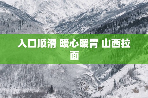 入口顺滑 暖心暖胃 山西拉面