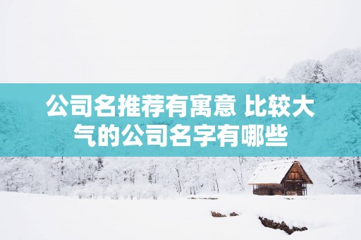 公司名推荐有寓意 比较大气的公司名字有哪些