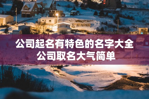公司起名有特色的名字大全 公司取名大气简单