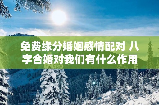 免费缘分婚姻感情配对 八字合婚对我们有什么作用