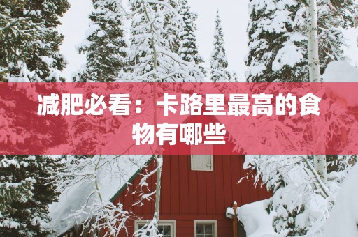减肥必看：卡路里最高的食物有哪些