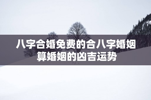 八字合婚免费的合八字婚姻 算婚姻的凶吉运势