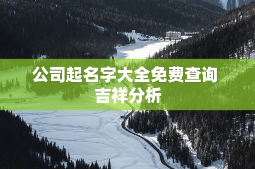 公司起名字大全免费查询 吉祥分析