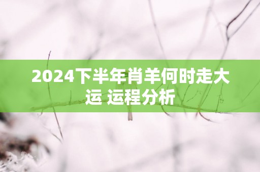 2024下半年肖羊何时走大运 运程分析